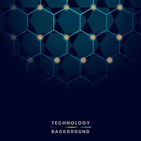 Blue hexagon network technology background vector
