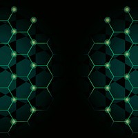 Green hexagon network technology background vector