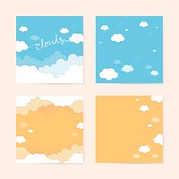 Colorful cloudy sky wallpapers vector set
