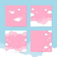 Pink sky with clouds wallpaper vector set