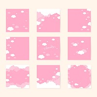 Pink sky with clouds wallpaper vector set