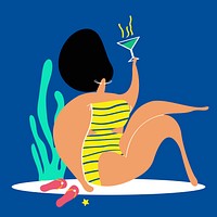 Woman enjoying a summer drink vector
