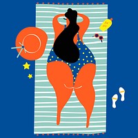 Woman tanning at the beach vector