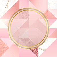 Gold round frame on pink background vector