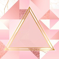 Gold triangle frame on pink background vector
