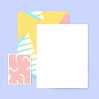 Colorful geometric memphis style card set