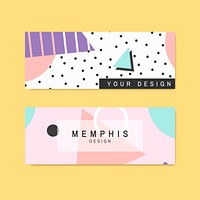 Colorful geometric memphis style banner