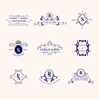 Vintage baroque badge design set