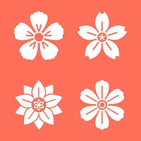 White flower pattern with an orange background vector