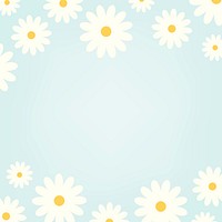 Spring background vector with white daisy borders