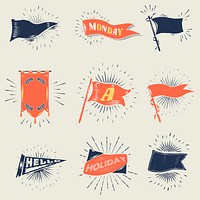 Old school flags and banners vector collection