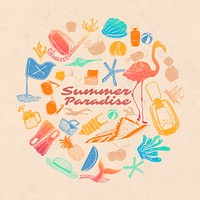 Summer themed round badge vector