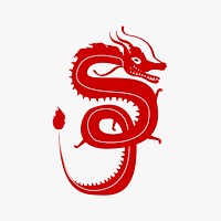 Traditional Chinese dragon red psd cute zodiac sign design element