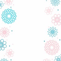 Pink and blue flower pattern with a white background vector