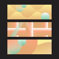 Yellow geometric abstract patterned banner vectors set
