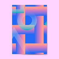 Bluish geometric abstract patterned poster vector