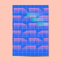 Bluish geometric abstract patterned poster vector