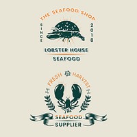 Seafood restaurant vintage logos vector set