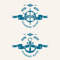 Seafood restaurant vintage logos vector set