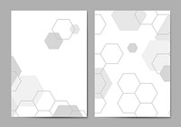 Gray hexagon geometric pattern poster vectors set