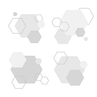 Gray hexagon geometric pattern badge vectors set