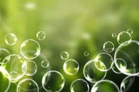 Soap bubbles floating in the green background vector