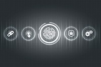 White finger scan biometric identity background vector