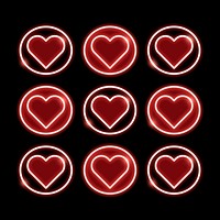 Red neon heart shaped emoji vector