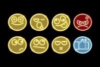 Neon emoticon face collection vector