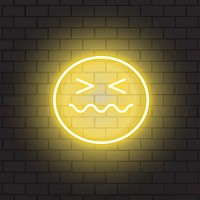 Yellow neon sick emoji vector
