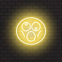 Yellow neon baffled emoji vector