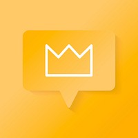 White crown icon on a yellow speech bubble vector