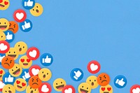 Social media icons themed border on a blue background vector
