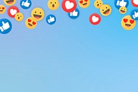 Social media icons themed border on a blue background vector