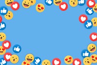 Social media themed border on a blue background vector