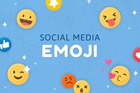 Social media emoji pattern on a blue background vector