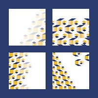 3D yellow and blue hexagonal patterned banner vectors set