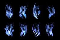 Blue blazing flame elements vector collection