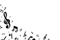 Black flowing music notes on white background vector