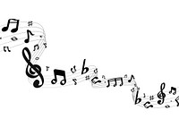 Black flowing music notes on white background vector