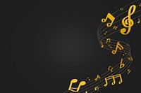 Yellow flowing music notes on black background vector