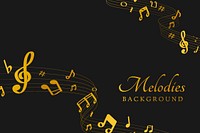 Yellow flowing music notes on black background vector