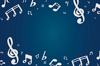 White flowing music notes on blue background vector