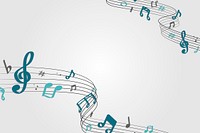 Blue flowing music notes on white background vector