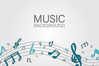 Blue flowing music notes on white background vector