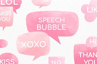 Pink speech bubble vectors set on a white background