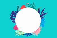 Tropical round frame blue background vector