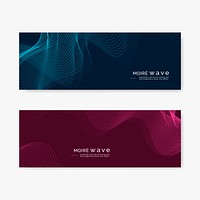 Blue and red moir&eacute; wave banner vectors set