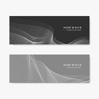 Black and white moir&eacute; wave banner vectors set
