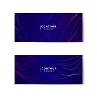 Blue and pink abstract map contour lines banners set